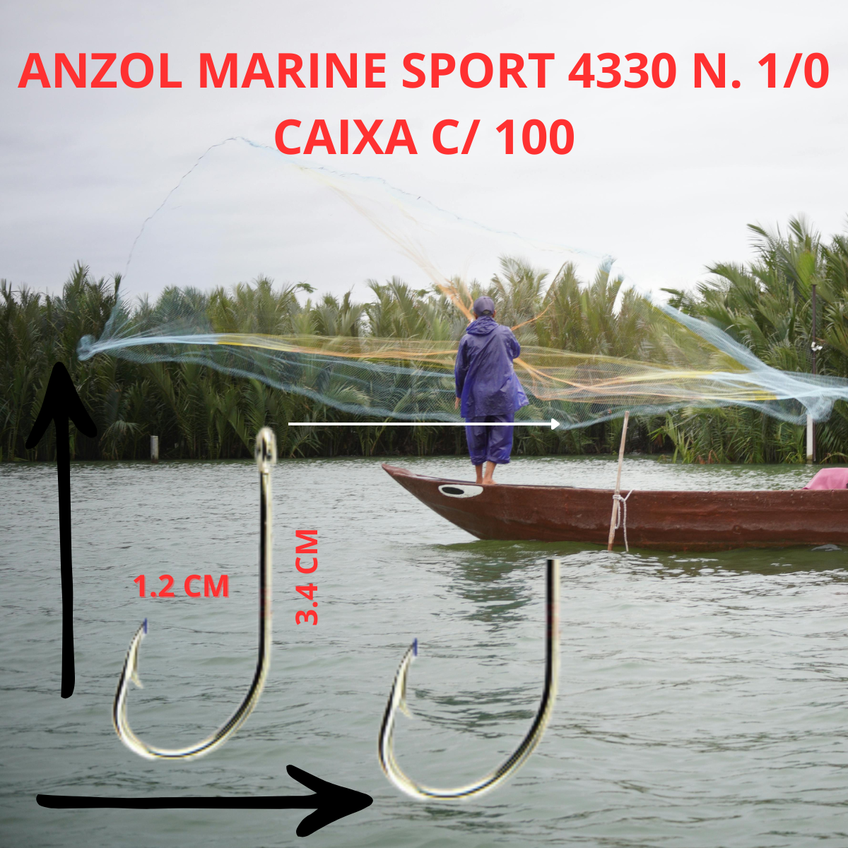 ANZOL 4330 NICKEL N. 1/0 CX C/ 100 UN